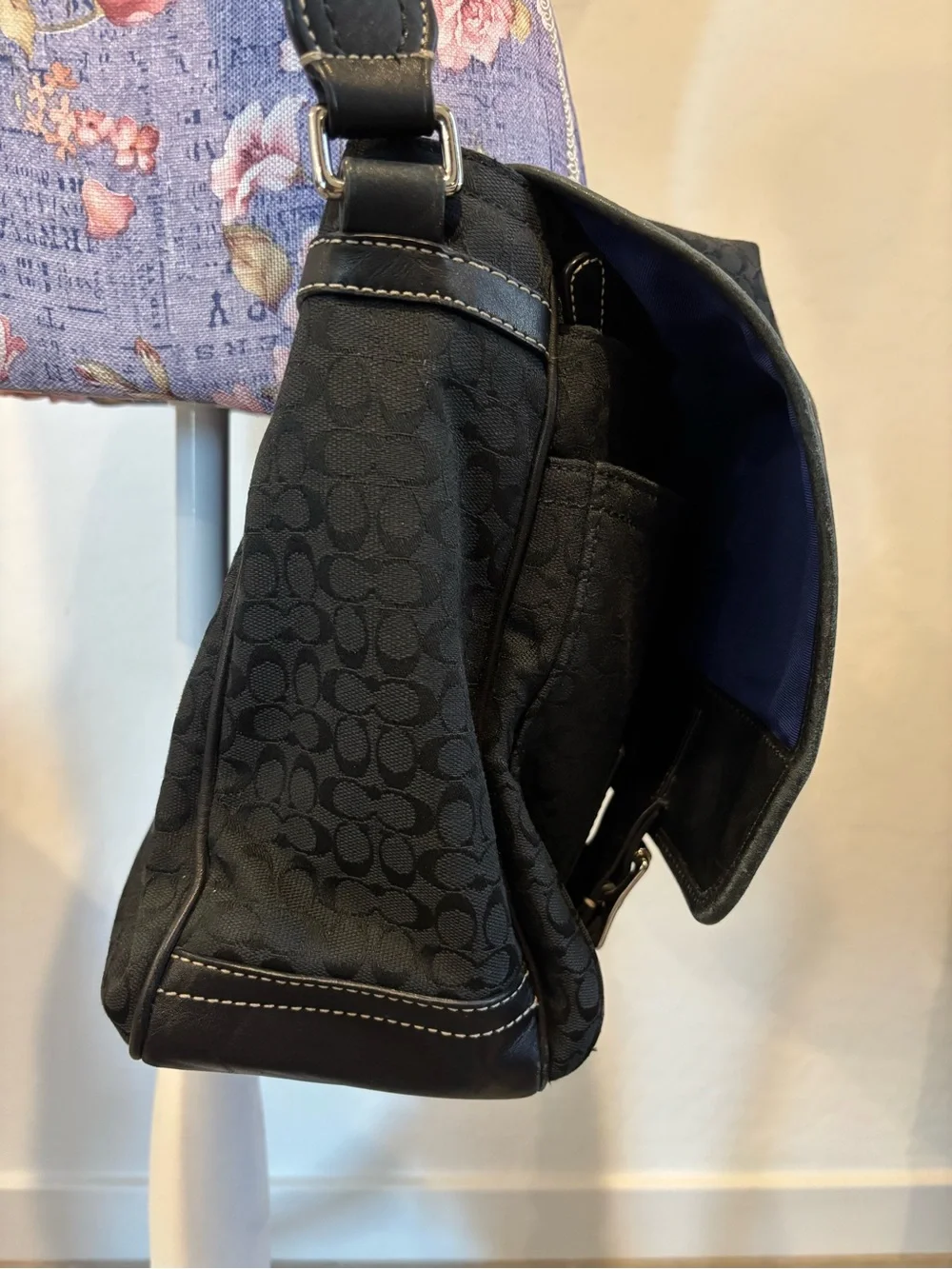 Coach Black Voyager Monogram Canvas Crossbody Messenger Bag